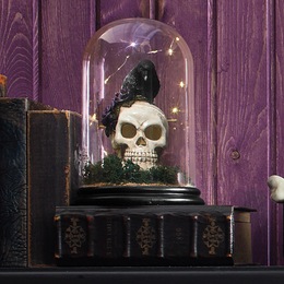 Lit Skull &amp; Crow Cloche, , large