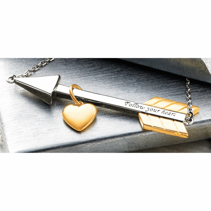 Name Two-Tone Metal Sentiment Arrow Pendant, , large
