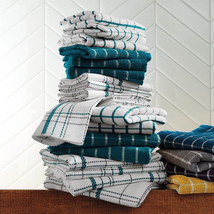 Color Connection 20-piece Kitchen Towel Set, Deep Teal, large
