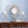 Mirrored Leaves Wall Clock and Candleholders, , large