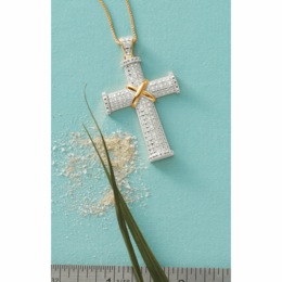 Diamond-Accented Large Cross Pendant, , large