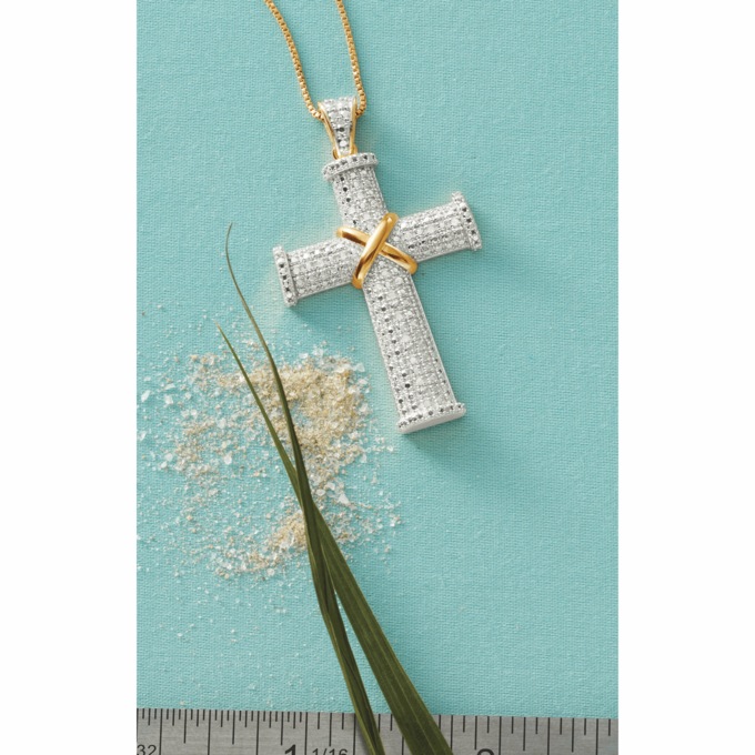 Diamond-Accented Large Cross Pendant, , large