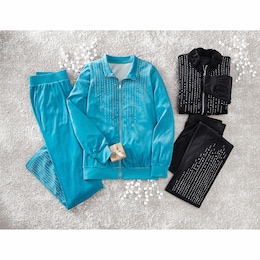 Laura Velour 2-Pc. Women&#39;s Active Set with Rhinestone Accents, , large