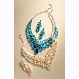 Crystal Marquise Necklace and Earring Set, , large