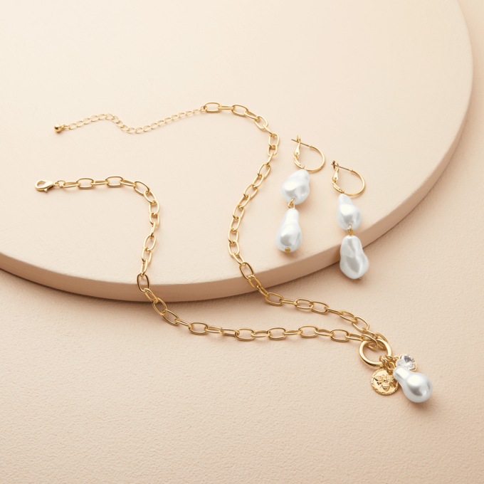 Ring Charms Necklace & Earring Set, , large