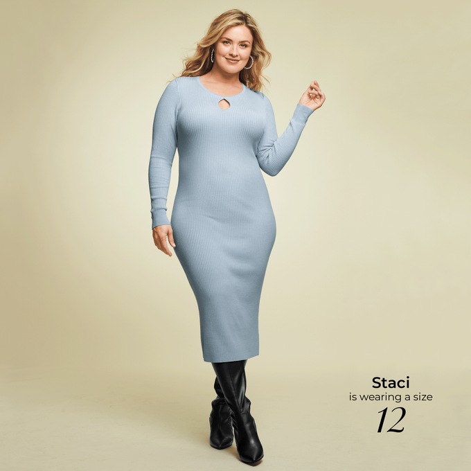 Dannie Keyhole Sweater Dress, , large