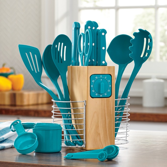 14 Pcs Silicone Cooking Kitchen Utensils Set with Holder, Wooden