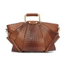 Croco-Fan Embossed Faux Leather Handbag &ndash; Fanned Design with Zip Closure, Inside Pockets & Removable Strap, , large