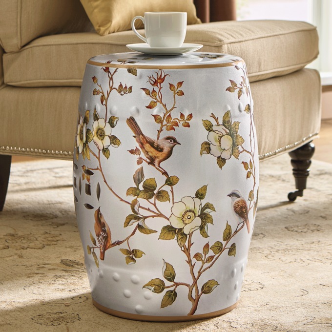 Floral Ceramic Stool, , large