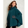 Fleece Ruffle-Trim Cape, Teal, large