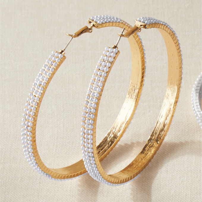 Large Stone Hoops, , large