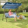 Striped Lawn Swing, Blue Stripe, large