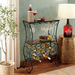Faux-Marble Wine Storage Table, , large