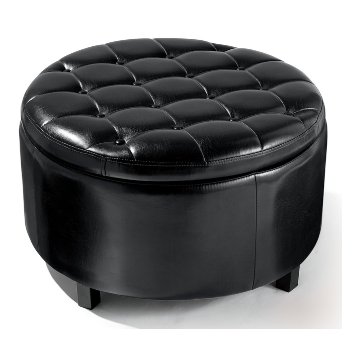 Hudson Round Storage Ottoman, , large