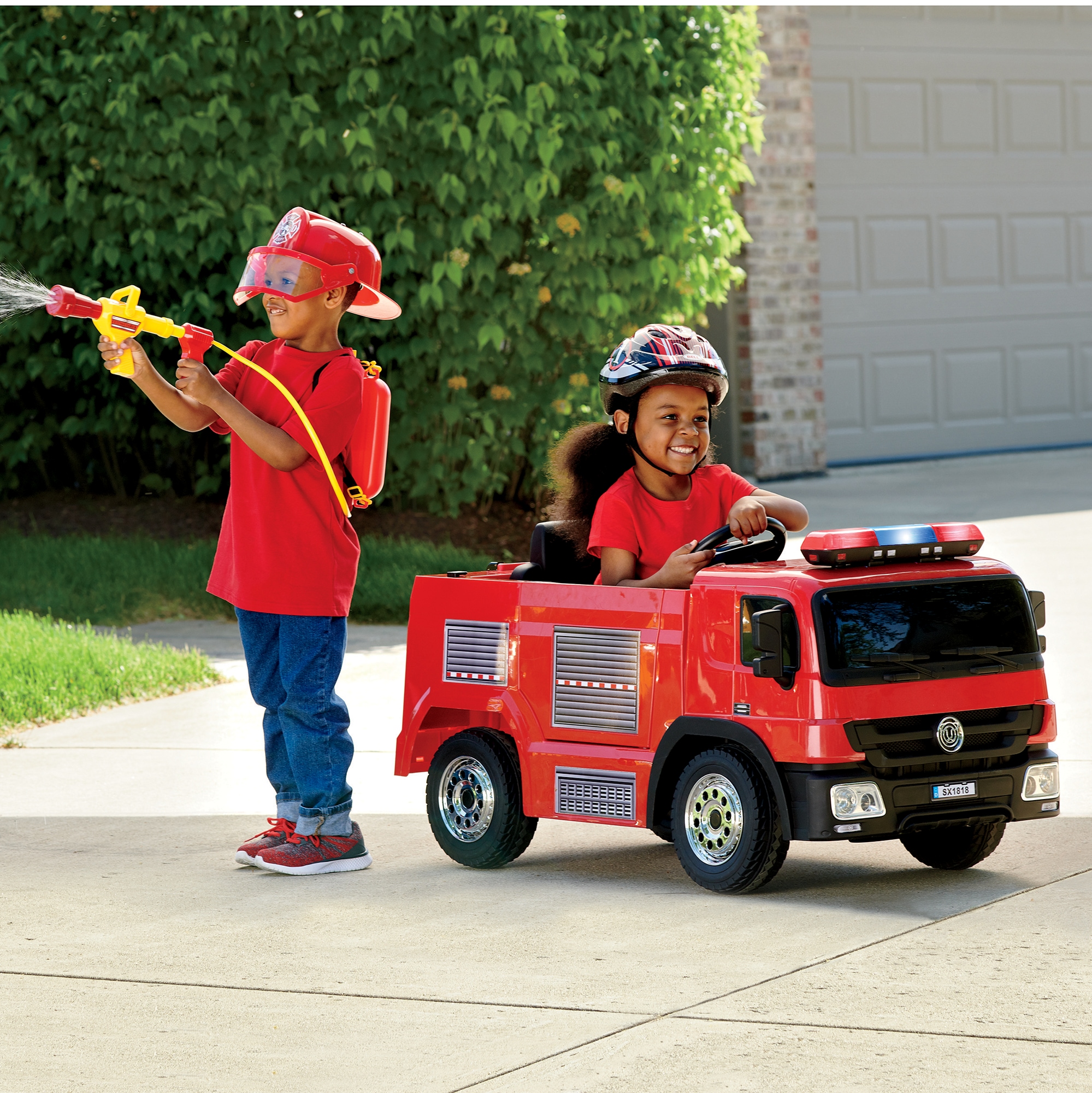 Fire truck 12 volt ride outlet on toy