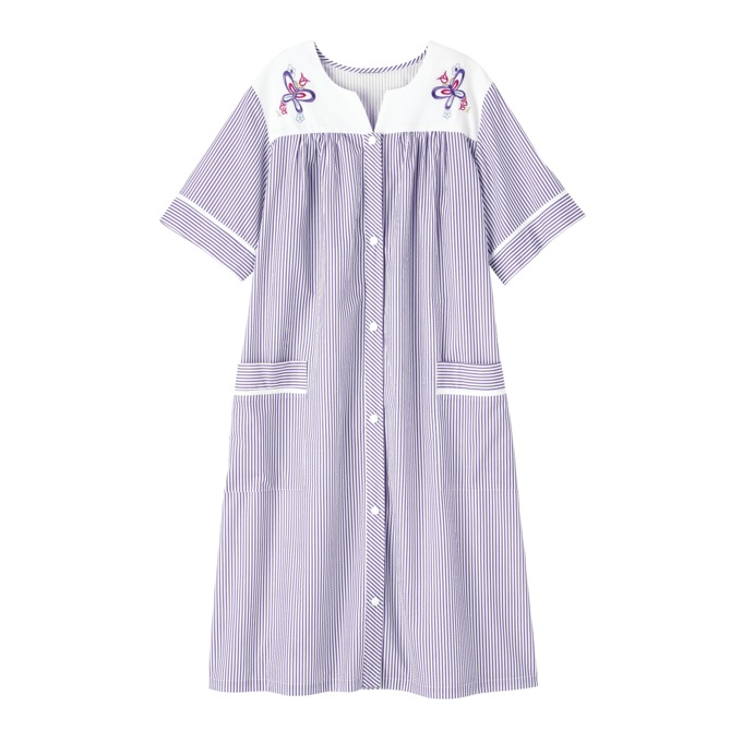 Embroidered Striped Duster, , large