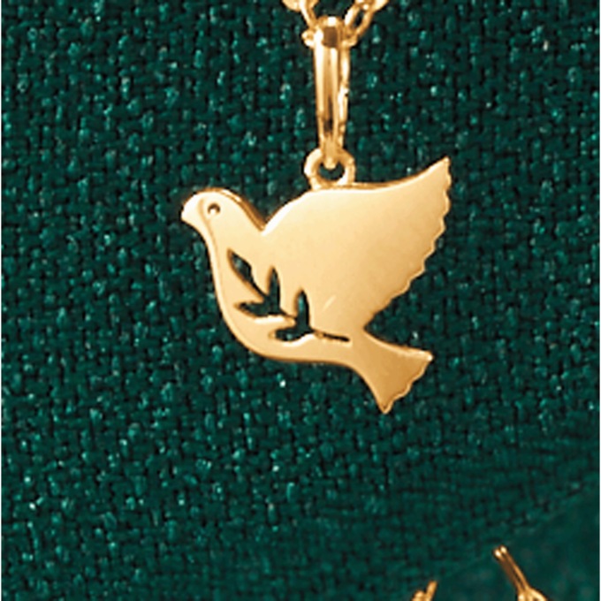 10K Gold Peace Dove Pendant, , large