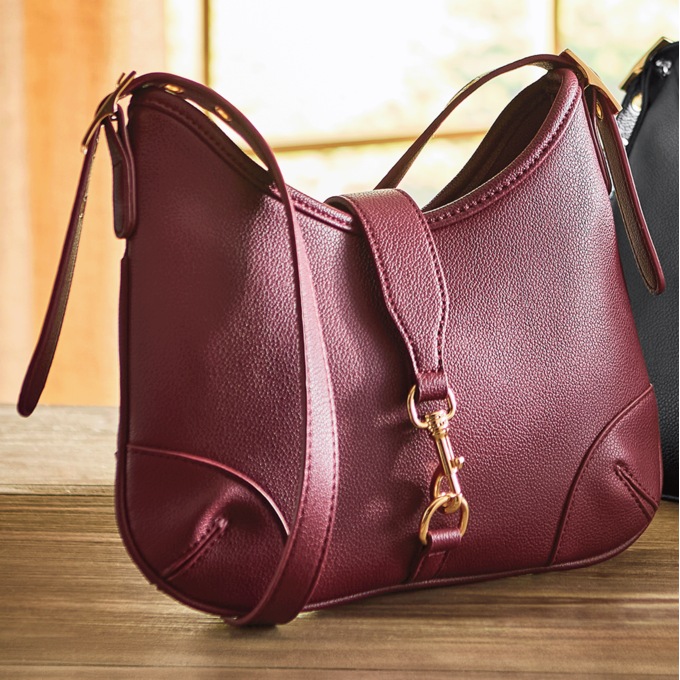 Horsebit Faux Leather Hobo, , large