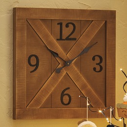 Barn Door-Style Wall Clock, , large