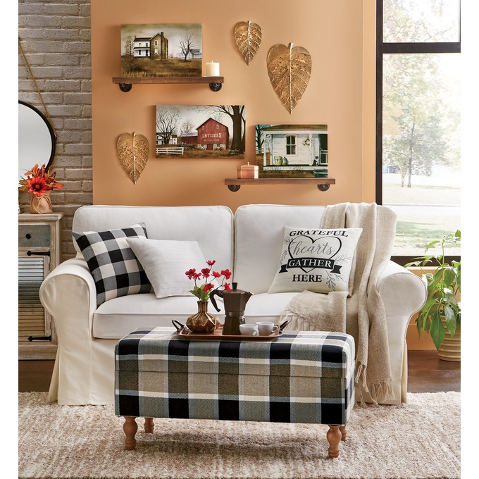 Plaid Storage Bench, , large