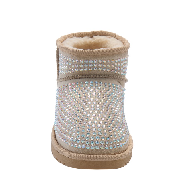 Azalea Wang Faux-Suede Fairytale Rhinestone Bootie with Faux Fur Lining for Women, , large