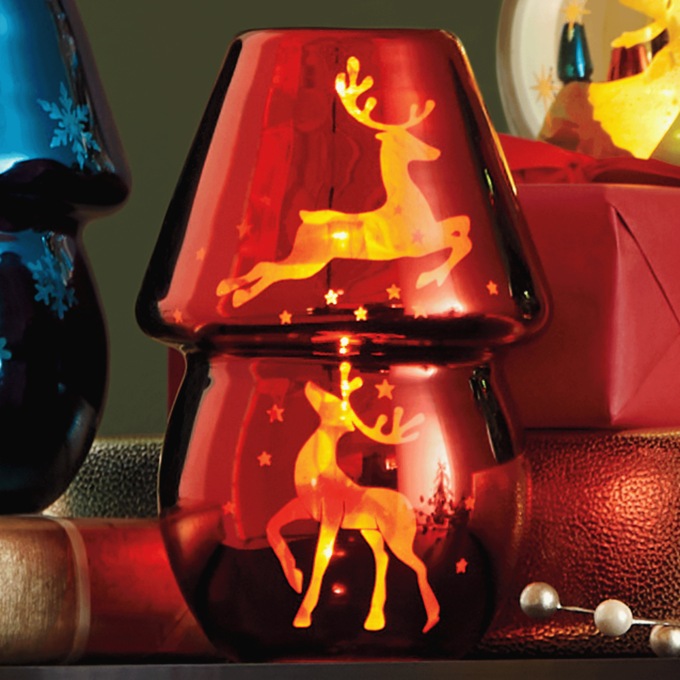 LED Glass Hurricane-Style Lamp, , large
