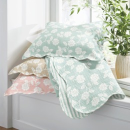 Antique Floral Oversized Quilt and Sham, , large