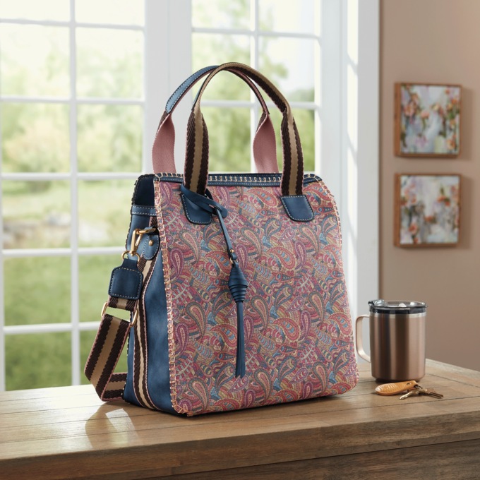 M.C. Handbags Daniela Paisley Embossed Tote Montgomery Ward