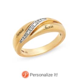 Personalized Unisex Diamond Name Wedding Band, , large