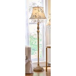 Embroidered Crystal-Accented Floor Lamp, , large