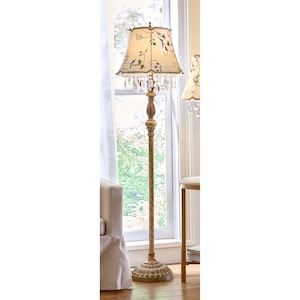 Embroidered Crystal-Accented Floor Lamp, , large