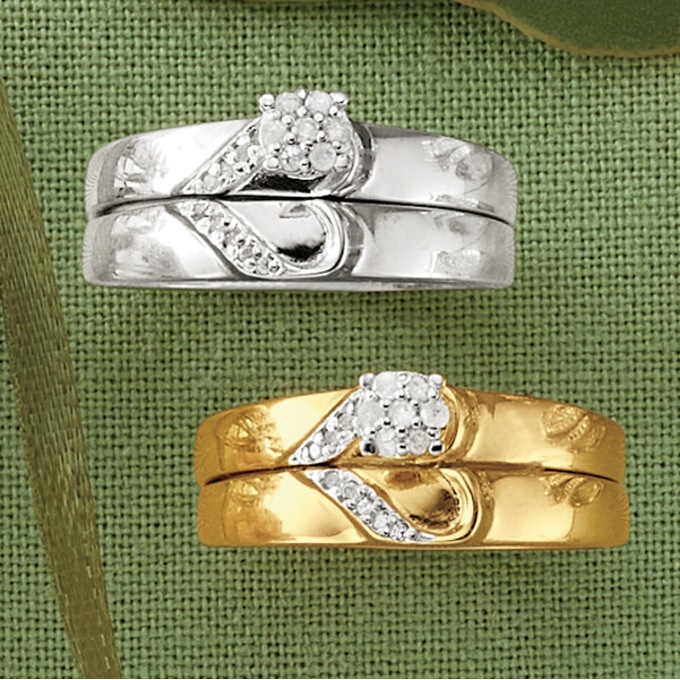 Diamond Round Cluster Swirl Bridal Set, , large
