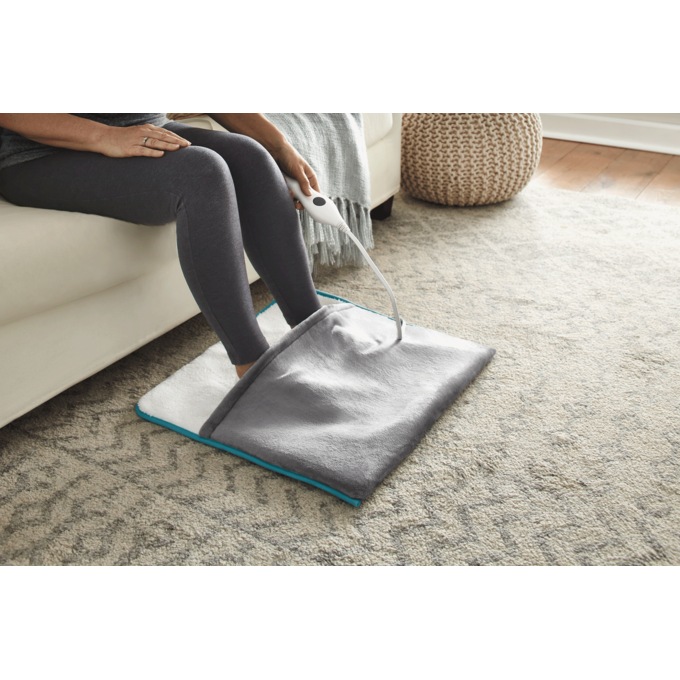Foot Warming Heating Pad with Plush Pocket and Adjustable Heat, Gray, large