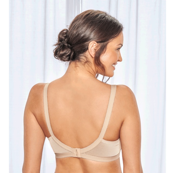 Lace Crossover Bra, Beige, large