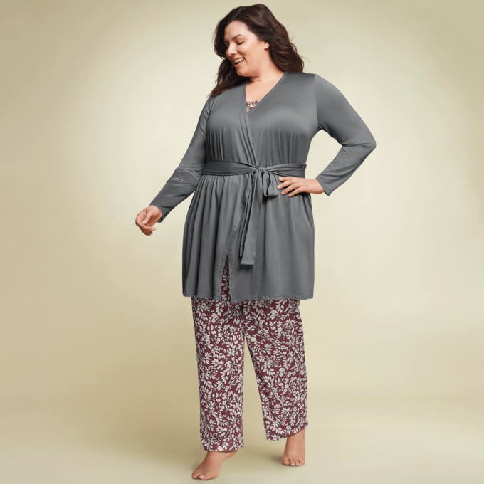 3-Piece Floral PJ Set with Cami, Pant and Cardigan, , large