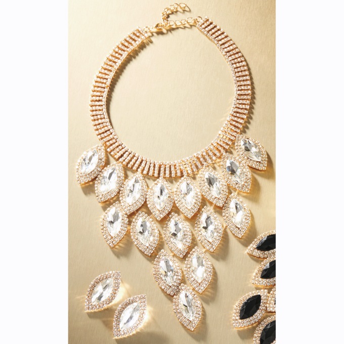 Crystal Marquise Necklace and Earring Set, , large