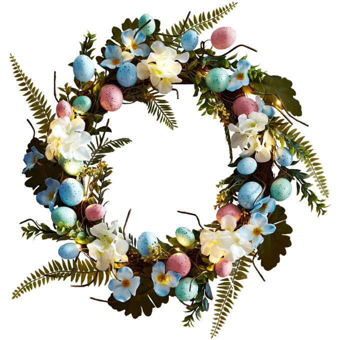 Lit Easter Wreath, , large