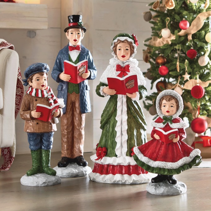 4-Piece Lit Resin Caroler Family, Multi, large