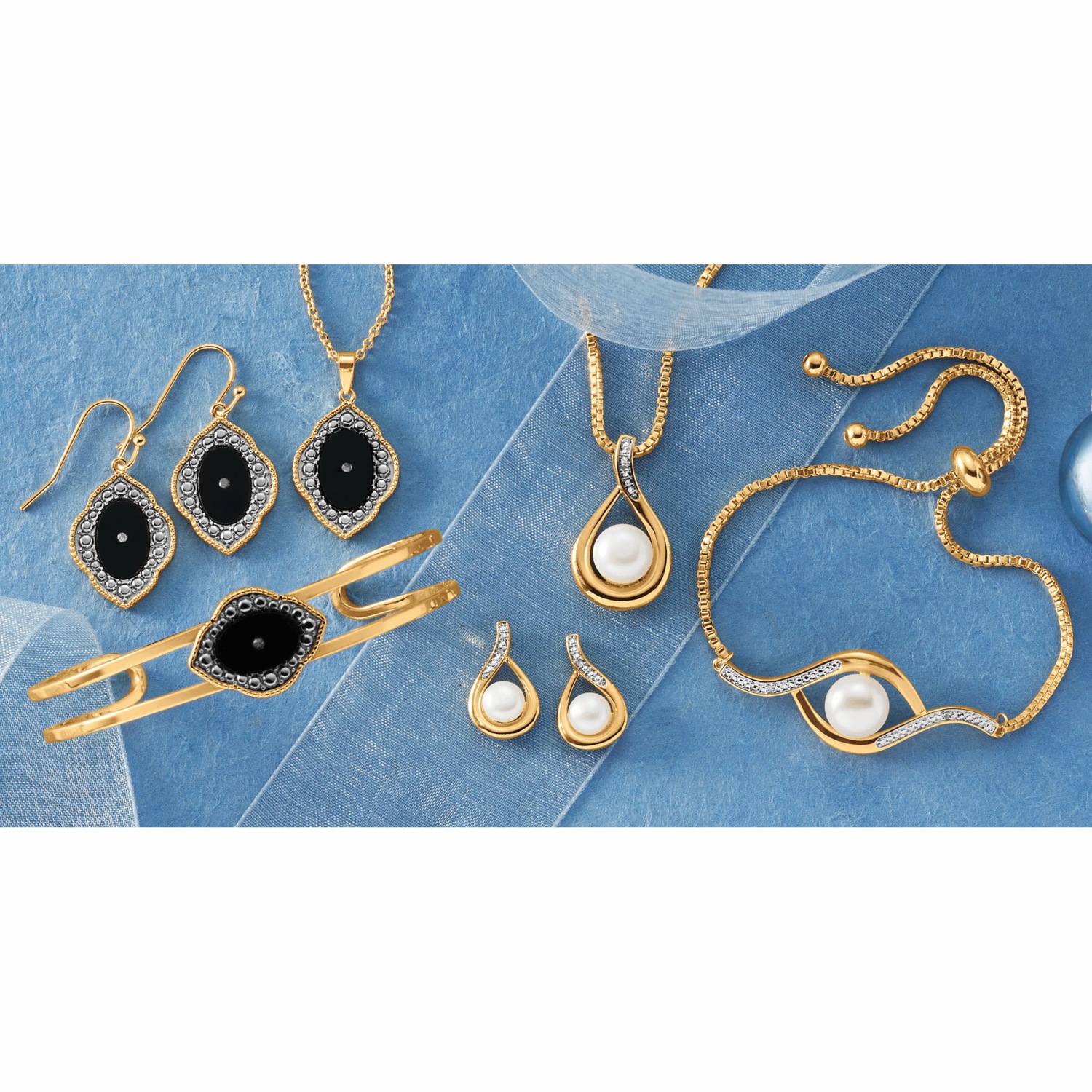 Goldtone Diamond Accent Gem Drop Jewelry Set Montgomery Ward