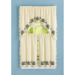 Tina Embroidered Cutwork Curtain Set, , large