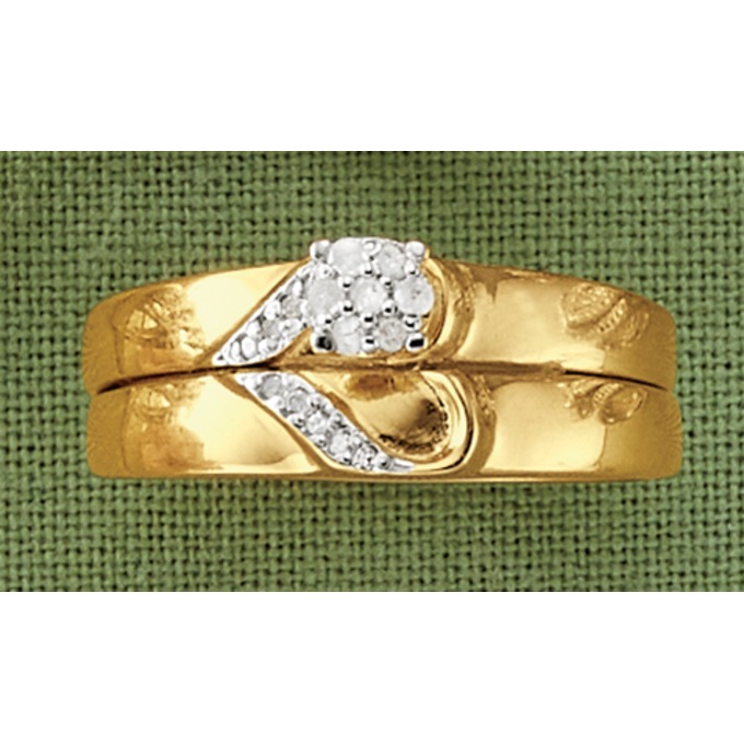 Diamond Round Cluster Swirl Bridal Set, , large