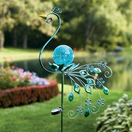 Solar Peacock Spinner Stake, , large