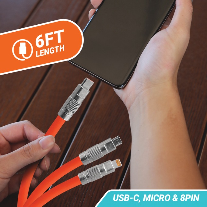 ArmorAll 3-in-1 Multi-Tip 6' USB Cable, , large
