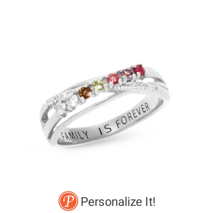 Birthstone/Family Crossover Ring, Sterling Silver, large