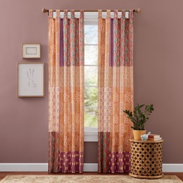 Kantha-Look Stitched Tab Top Window Panel, , large