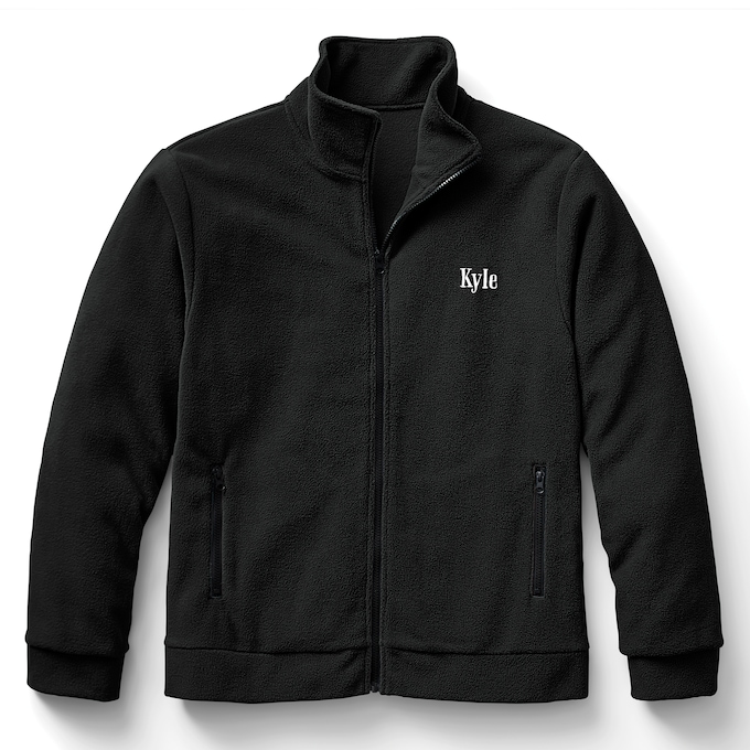 Personalized Men's Fleece Jacket with Front Zipper and Embroidered Name, , large