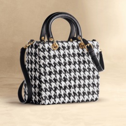 Jackie Houndstooth Satchel, , large