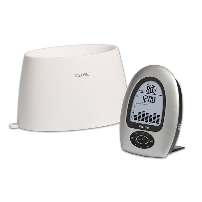 Taylor Wireless Rain Gauge with Thermometer, , large