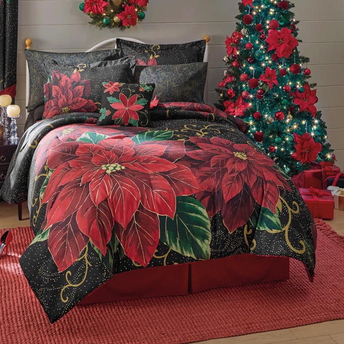 Gilded Poinsettia Complete Bed Set, , large