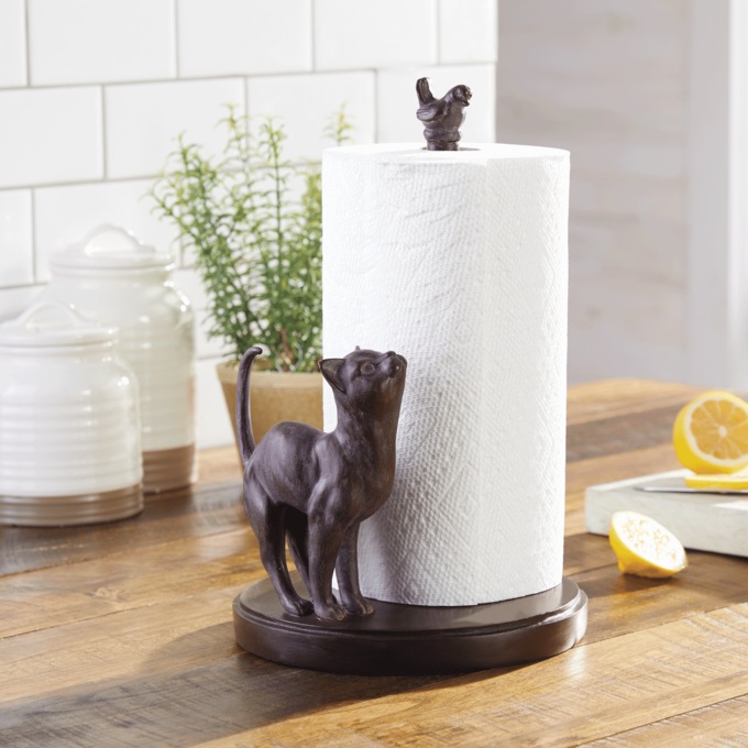 Cat & Bird Paper Towel Holder, , large